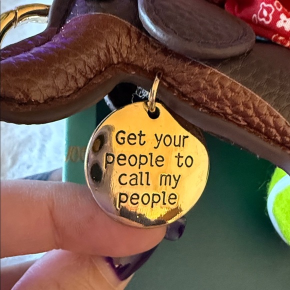 Piper K Dachshund Tennis Ball Scarf Bones Handbag Bag Charm Purse Key Ring Gold - Picture 3 of 4